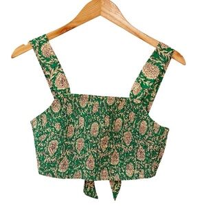 Revolve House of Harlow 1960 Green Floral Smocked Top Size XS